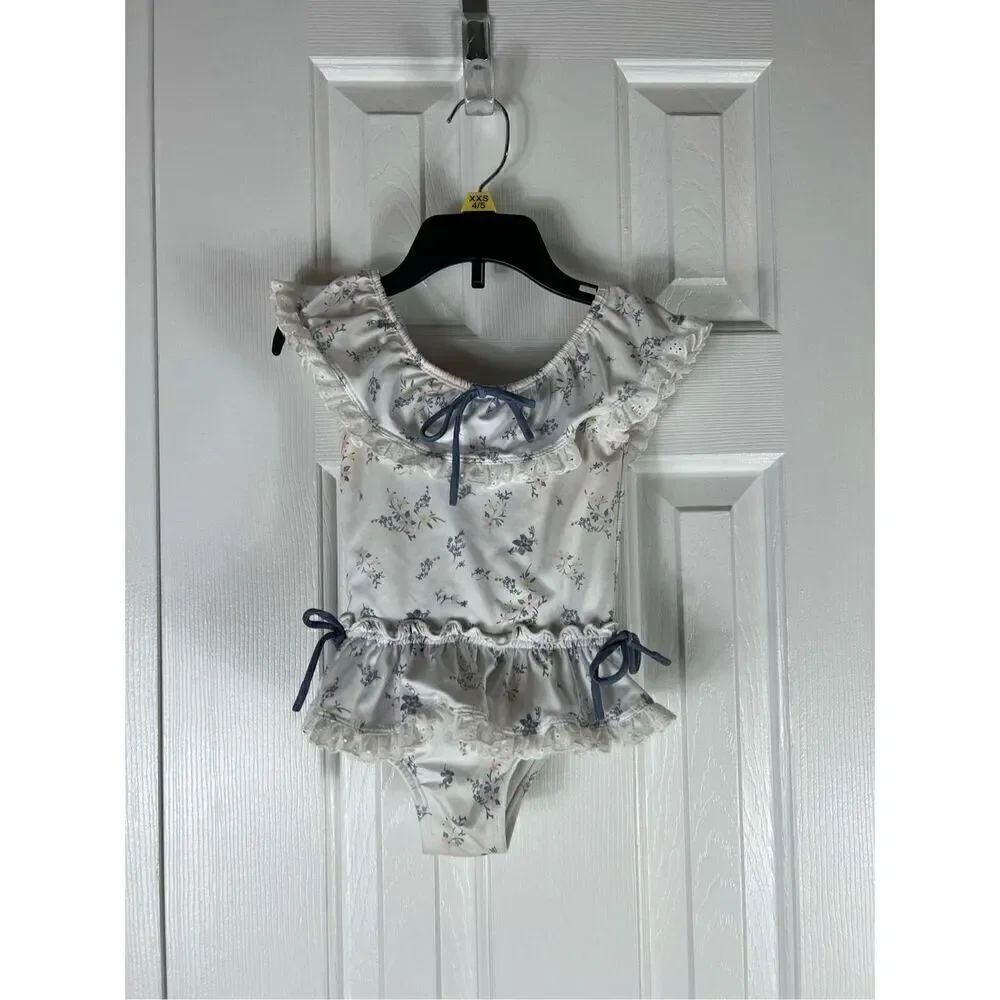 Well Dressed Wolf Wilding Girls Floral Ruffle Swimsuit Size 24m